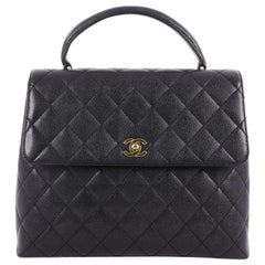 Chanel Vintage Quilted Caviar Jumbo Top Handle Flap Bag