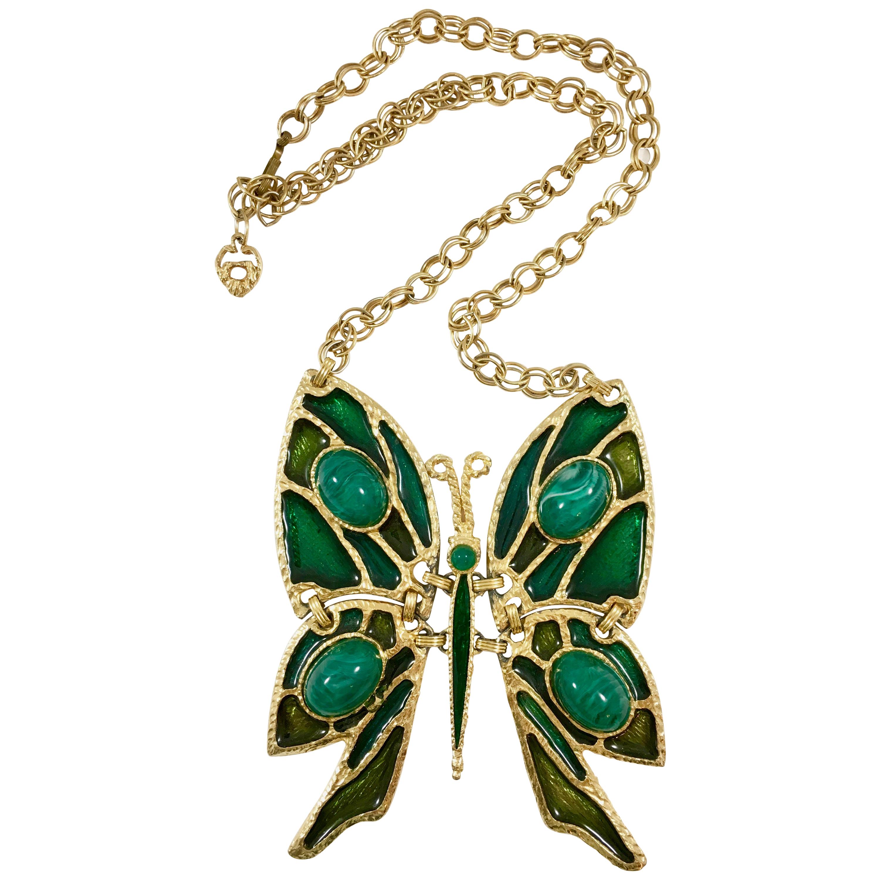 Massive Butterfly Pendant Necklace, 1970s