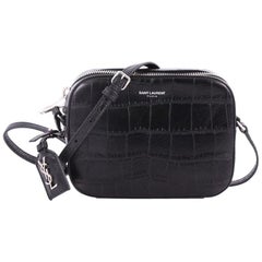 Saint Laurent Camera Bag Crocodile Embossed Leather Small