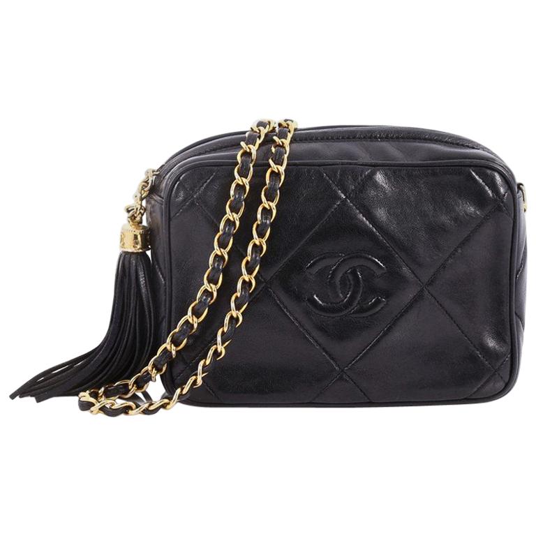 Chanel Vintage Diamond CC Camera Bag Quilted Leather Mini