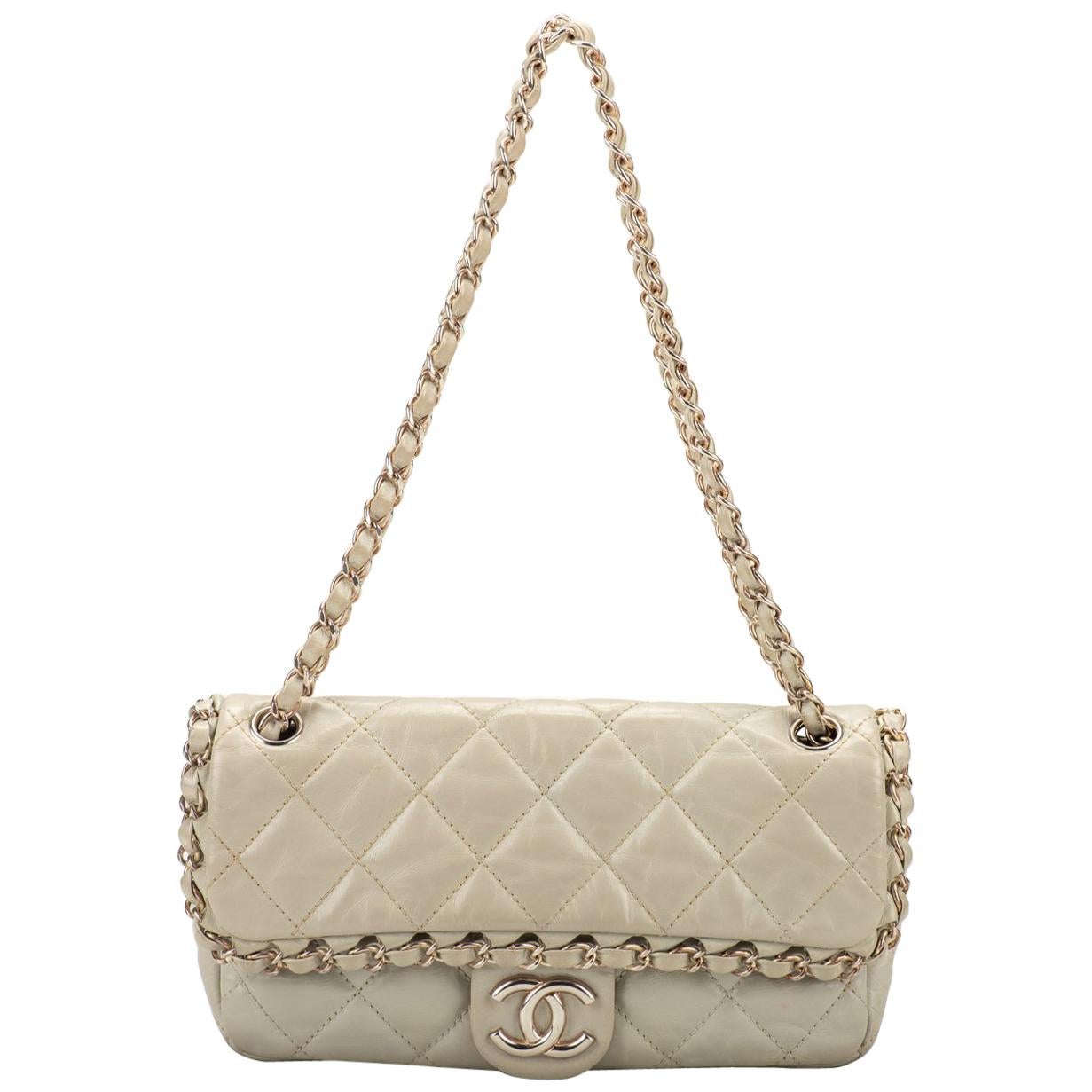 Chanel Ice White Chain Evening Flap Bag