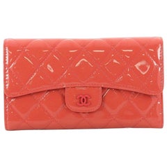 Chanel L-Flap Wallet Quilted Patent Long 