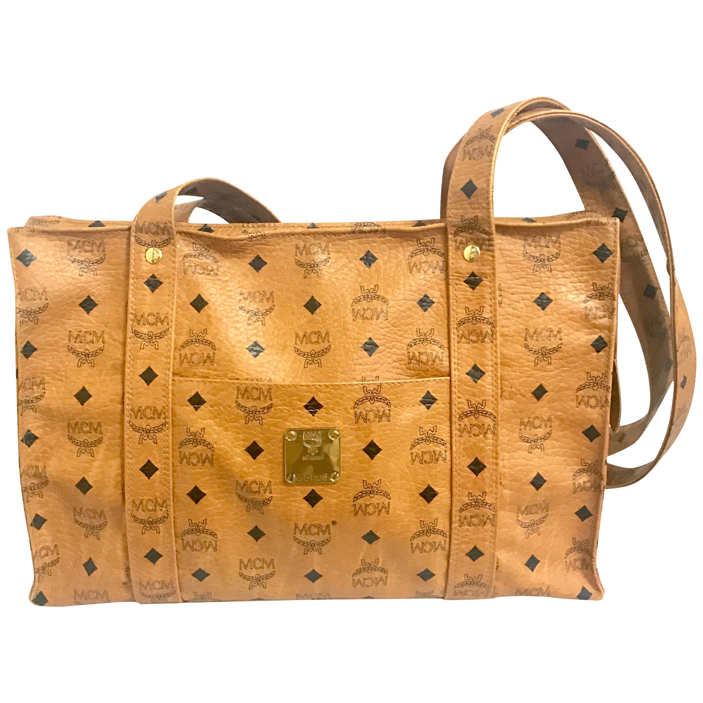 MCM brown monogram large tote shoulder bag, 1990s  For Sale