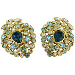 Yves Saint Laurent YSL Vintage Jewelled Clip On Earrings