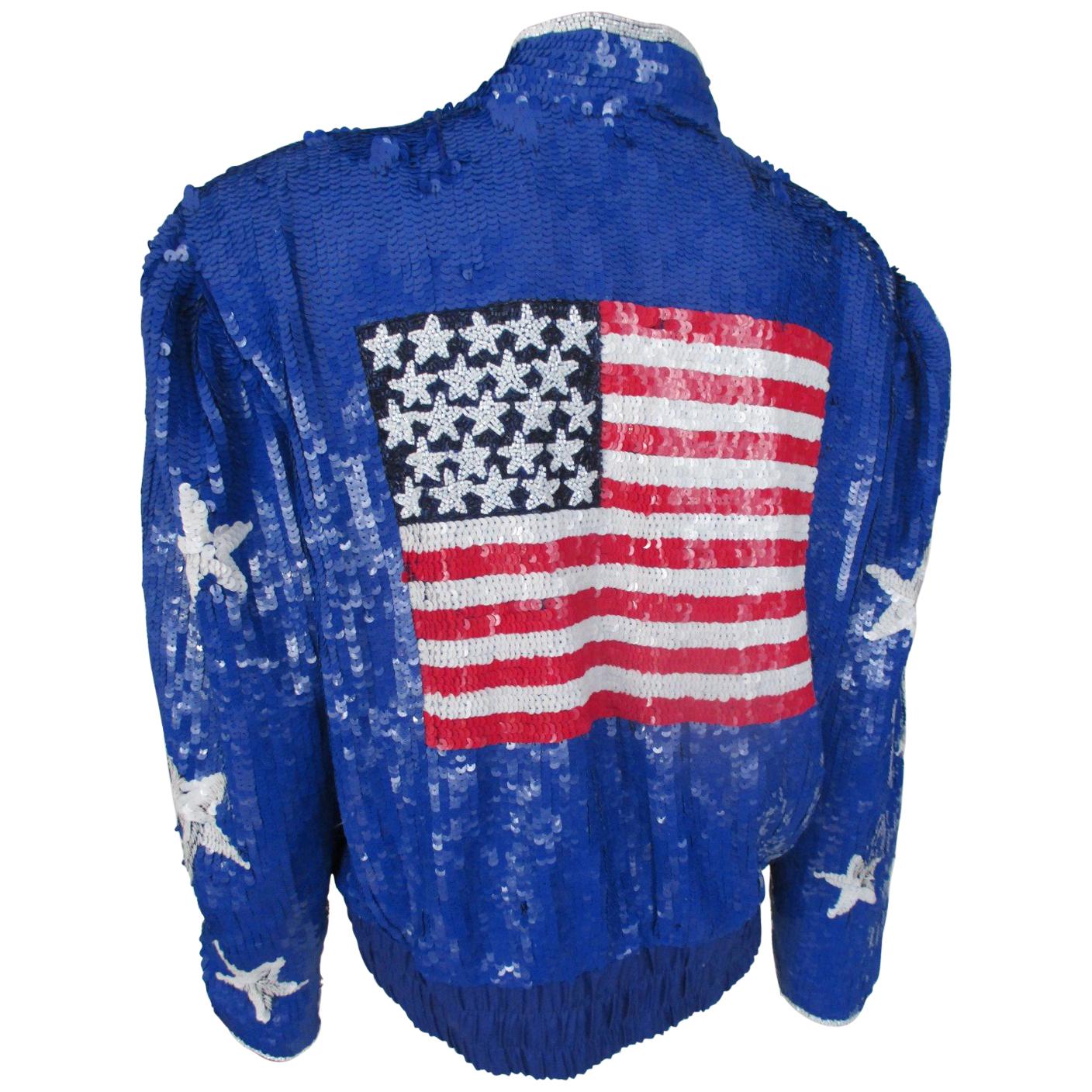 American Stars and Stripes Sequined Jacket  For Sale