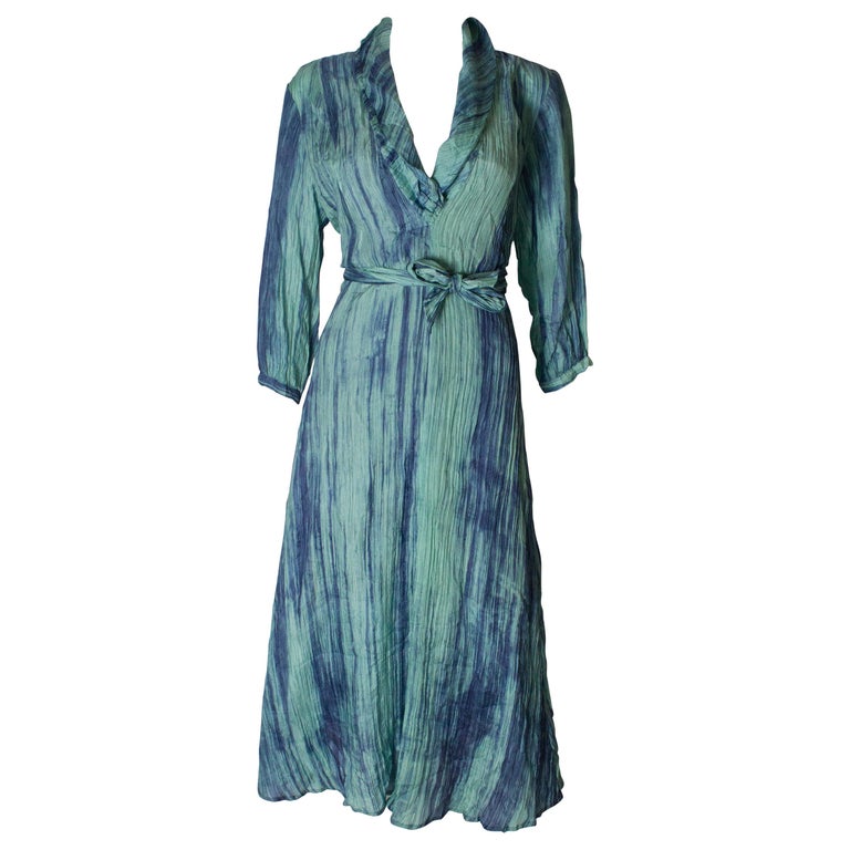 Bianco Levrin Vintage Tie Died Silk Dress at 1stDibs