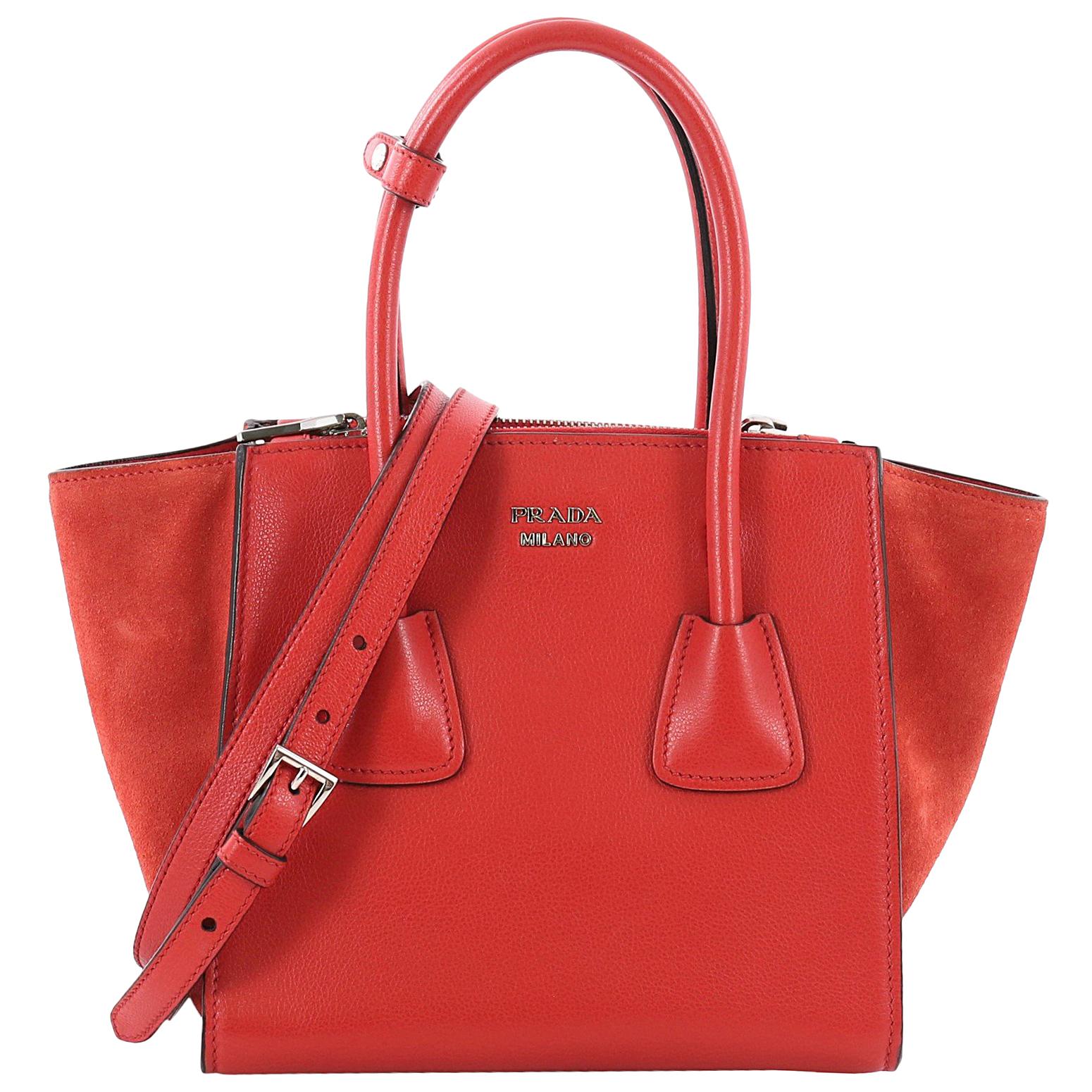 Prada Twin Pocket Tote Glace Calf and Suede Mini