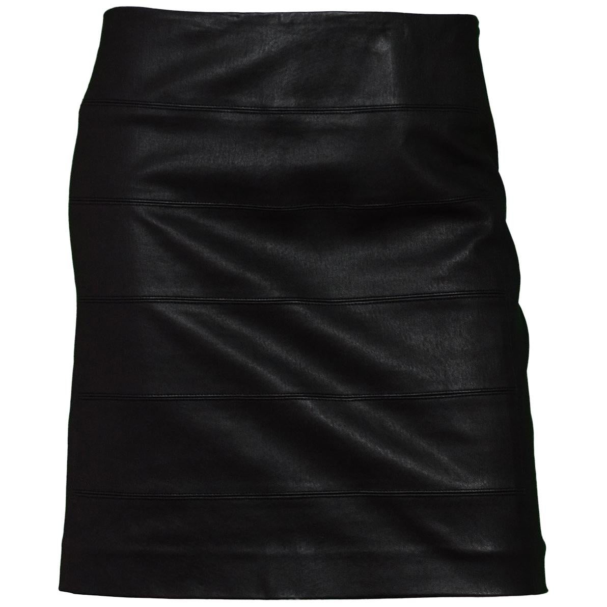 Vince Black Leather Paneled Mini Skirt Sz 6