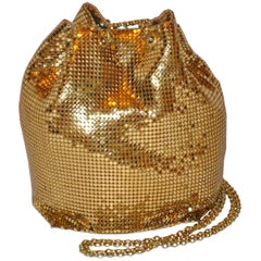 Vintage Whiting & Davis Fully Lined Gilded Gold Hardware Mesh Drawstring Evening Bag