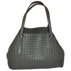 Vintage Bottega Veneta Rich Lambskin Signature Taupe Woven Double-Handle Shoulder Bag