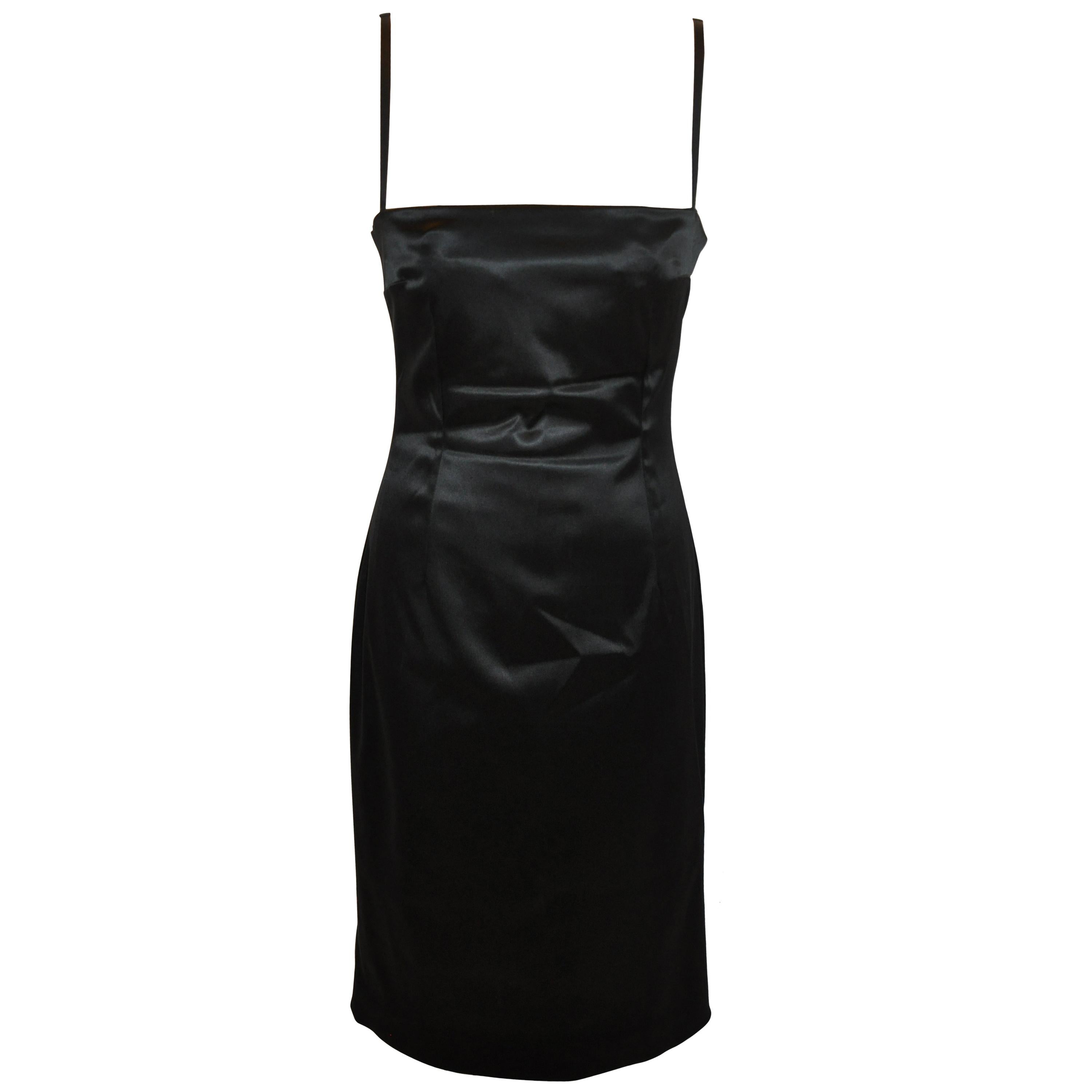 Dolce & Gabbana Midnight-Black Body-Hugging Spandex Built-In Bra Evening Dress For Sale