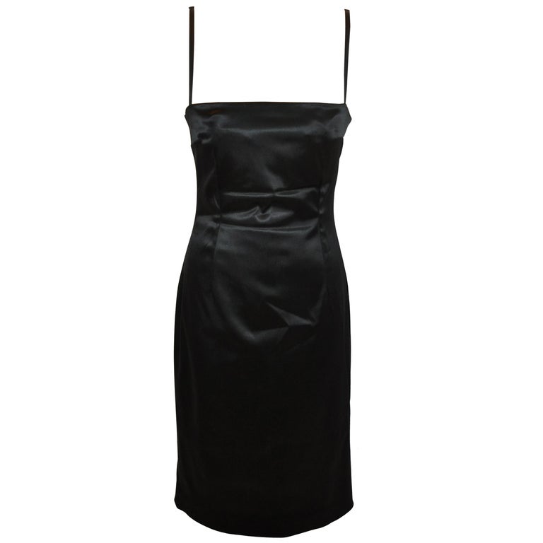 Dolce and Gabbana Midnight-Black Body-Hugging Spandex Built-In Bra Evening  Dress