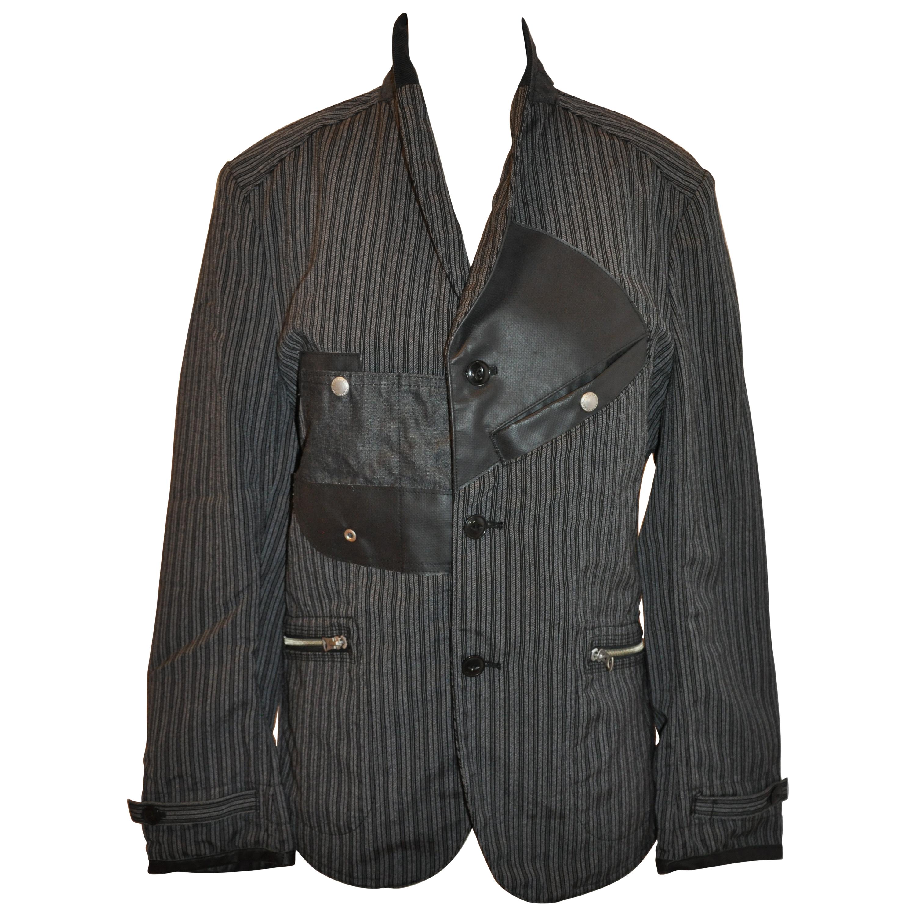 Junya Watanabe Comme des Garcons Black and Charcoal Stripe Deconstruct  Jacket