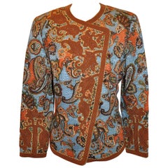 Oscar de la Renta 'Couture' Jacke aus metallischem mehrfarbigem Brokat mit Seidenkordel