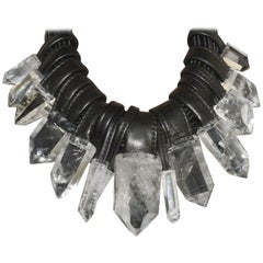 Runway One of a Kind Gerda Lyndgaard Rock Crystal & Leather Necklace