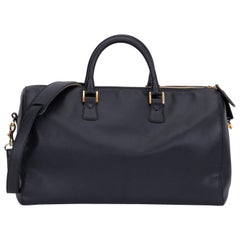 Chanel Vintage Black and Gold Saffiano Duffle Travel Bag, 1990s