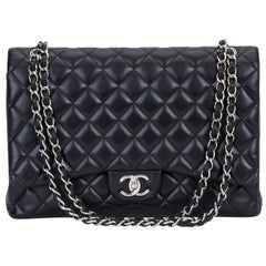 Chanel Black Lambskin Maxi Double Flap Bag