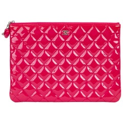Chanel Hot Pink Patent Leather Clutch Bag