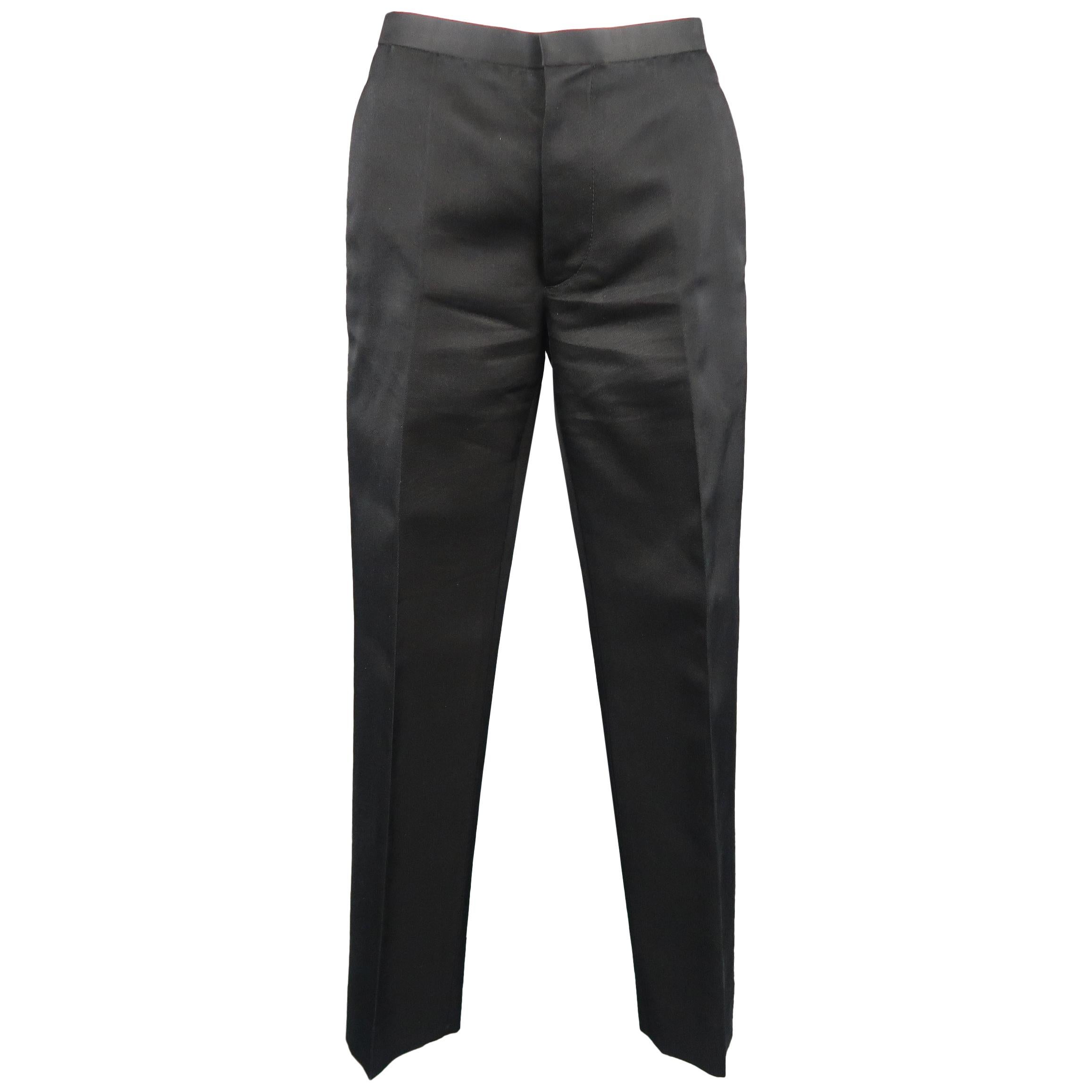 MARC JACOBS Size 2 Black Silk Twill Flat Front Dress Pants