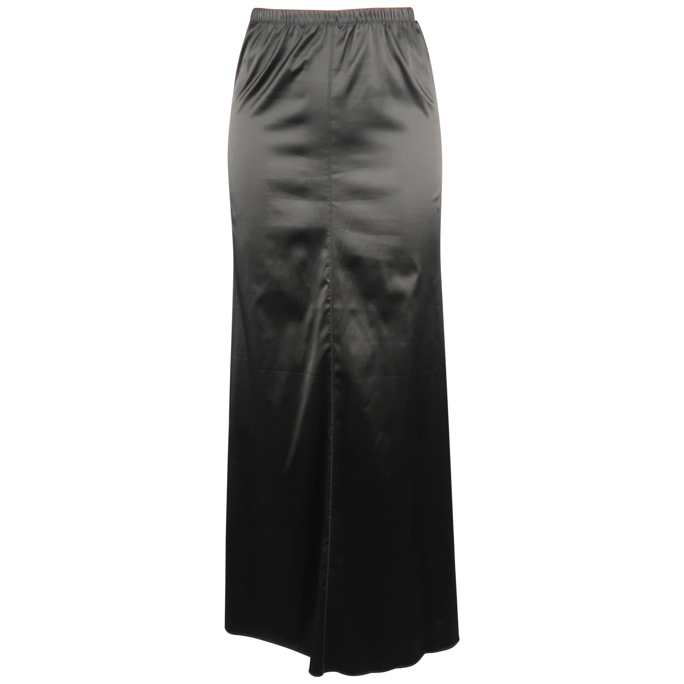 JEAN PAUL GAULTIER Size S Black Lame A Line Maxi Skirt