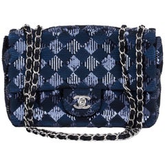 Chanel Navy and Black Sequins Evening Flap Bag