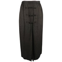 ISSEY MIYAKE Size S Black Linen Toggle Closure A line Wrap Skirt