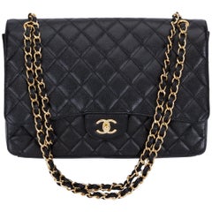 Chanel Black Caviar Maxi Single Flap Bag