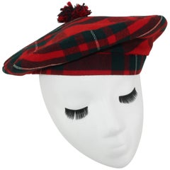 Tartan House Vintage Plaid Wool Tartan Tam Beret Hat