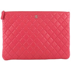 Chanel O Case Clutch Quilted Lambskin Large