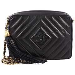 Chanel Vintage Chevron Camera Bag Quilted Leather Small
