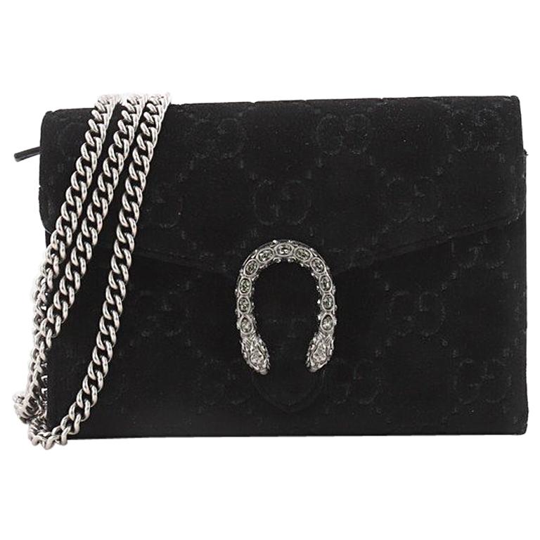 Gucci Dionysus Chain Wallet GG Velvet Small Black