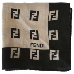 Vintage 2000s Fendi Zucca Print Cotton Scarf 