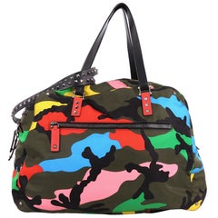 Valentino Rockstud Holdall Duffle Bag Camo Nylon Large