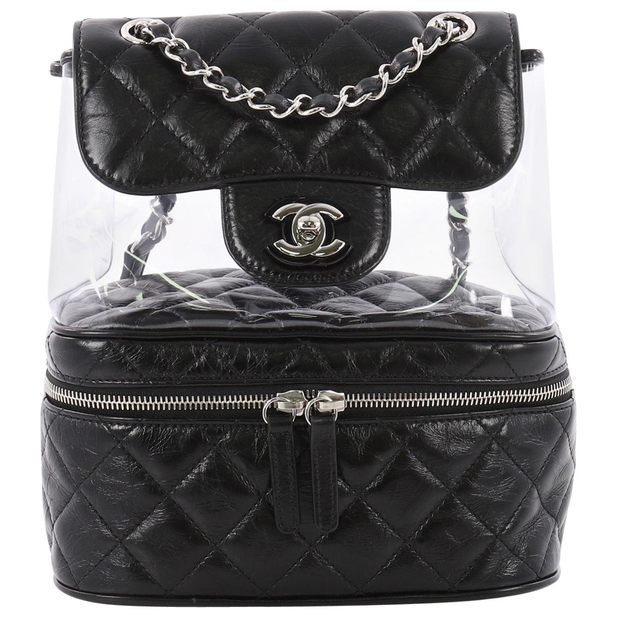 Chanel Zip Around Flap Backpack Quilted Crumpled Calfskin and PVC Small