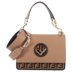 Fendi Kan I F Shoulder Bag Leather and Embossed Zucca Medium