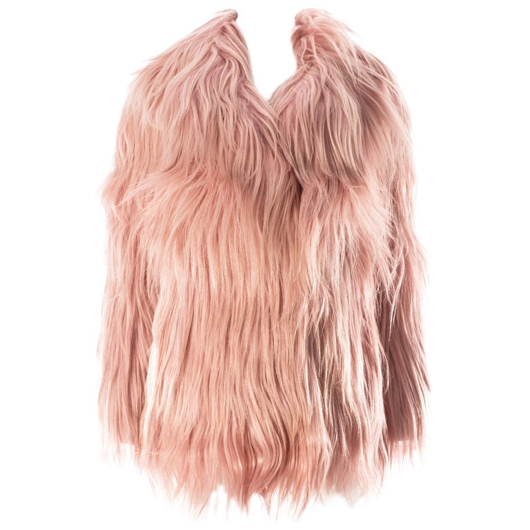 Gucci Dusty Pink Goat Hair Jacket Aw, Goat Hair Coat
