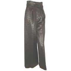 Christian Lacroix  Black and Gold Tone Metallic Chevron Design Palazzo Pants
