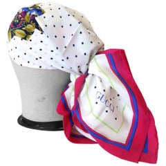1980s Gucci Floral Polka-dot Silk Scarf