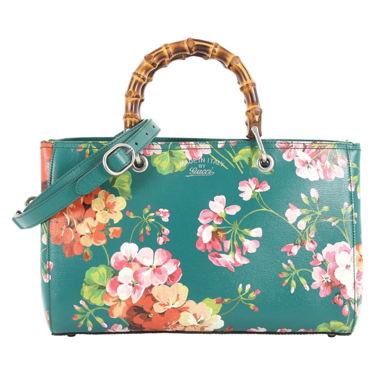 Gucci Bamboo Shopper Tote Blooms Print Leather Medium at 1stDibs