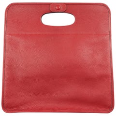 Vintage Hermes rot strukturiertem Leder Ausschnitt Griff Shopper Tote Handtasche