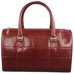 Salvatore Ferragamo Vintage Burgundy Quilted Leather Top Handles Handbag