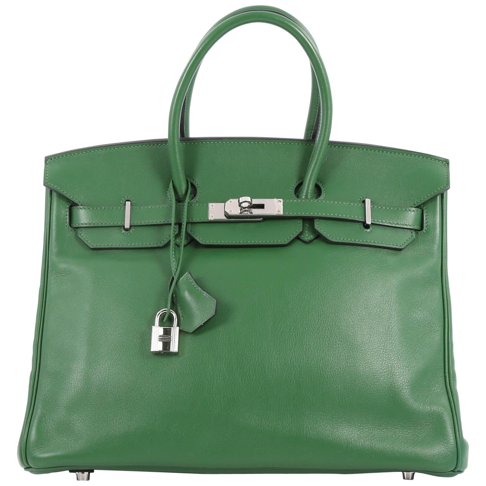  Hermes Birkin Handbag Vert Bengal Swift with Palladium Hardware 35
