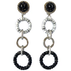 Architectural Black and White Circle Statement Earrings