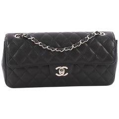  Chanel Classic Single Flap Bag Quilted Caviar East West
