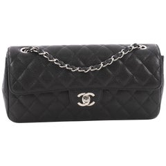 Chanel Classic Single Flap Bag Quilted Caviar East West