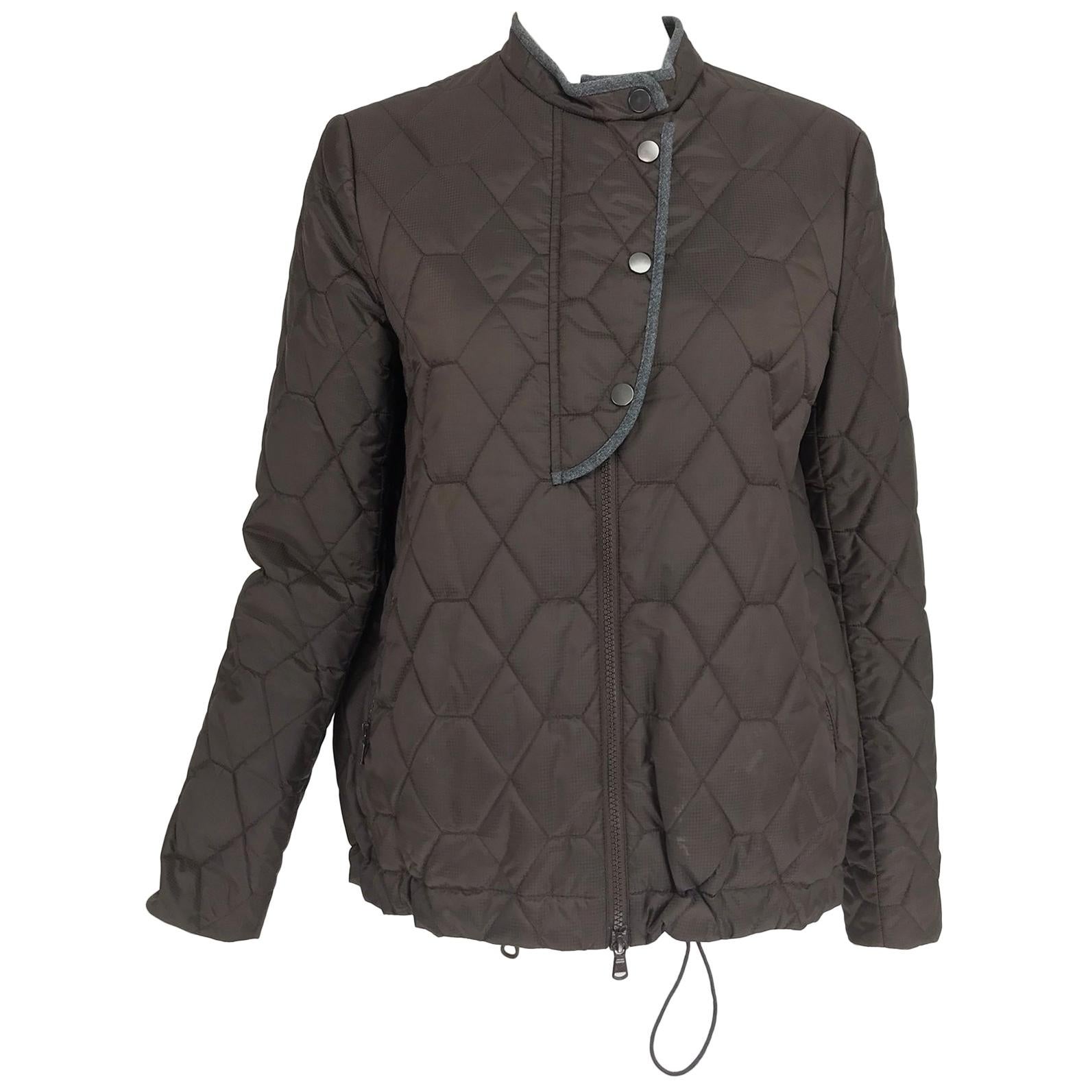 Brunello Cucinelli Chocolate Brown geometric pattern Quilted Sport Jacket 42