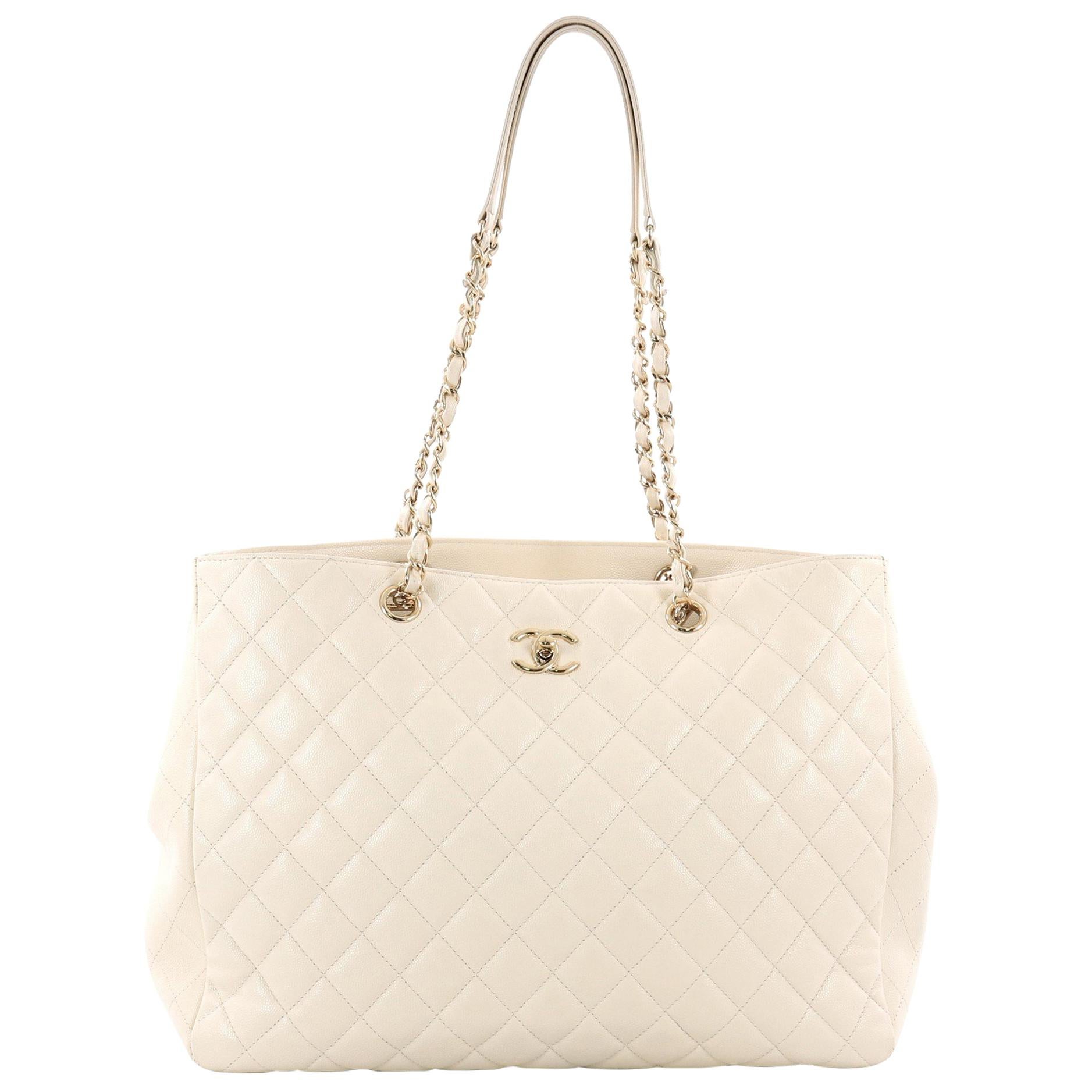 Chanel Classic CC Shopping Tote Quilted Caviar Large