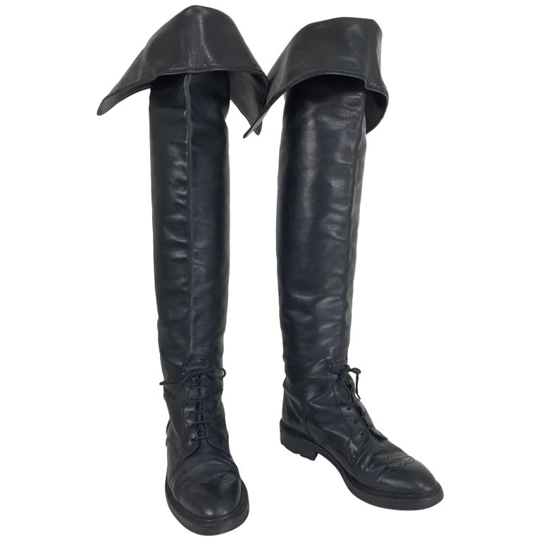 Chanel over-the-knee leather riding boots, 1990s, offered by Palm Beach Vintage