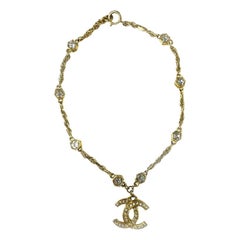 Chanel Vintage Necklace in Gilt Metal set with Brilliants and Rhinestones