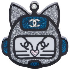 Chanel Silver Lucite Cat Pin